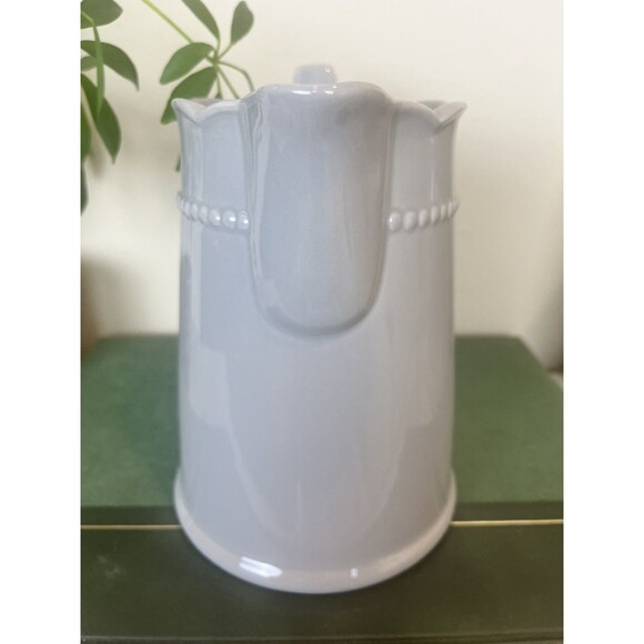 Vintage Gray Farmhouse Ceramic Scalloped Water Pitcher / Country 7.5” USA - Picture 5 of 9